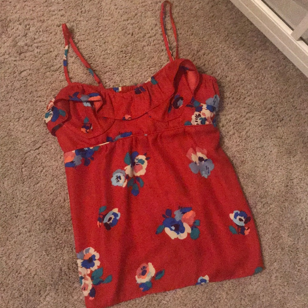 Red floral top